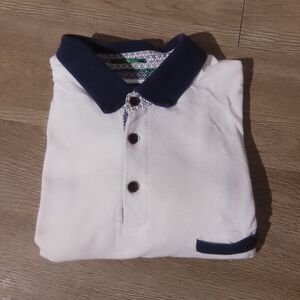 Denim & Flower White and Navy Polo